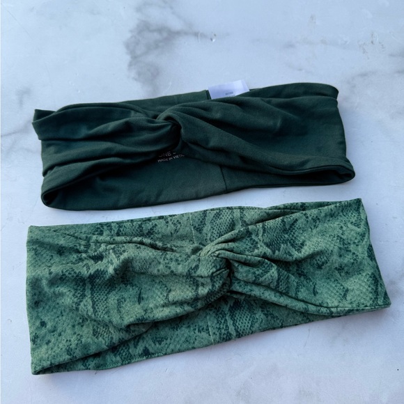 AnyBody Green PatternedSet of 2 Twisted Wrap Headband One Size - Picture 2 of 6